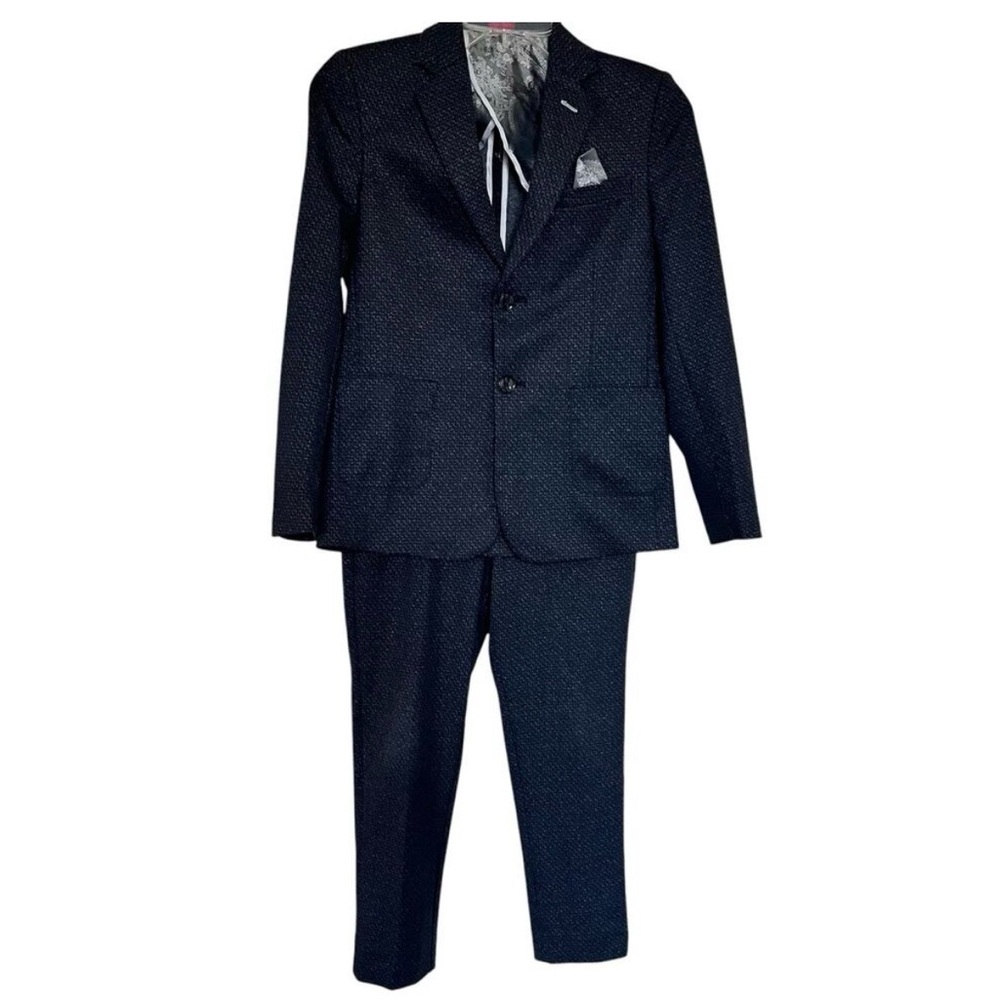 Leo & Zachary Boys Black Gray Speckled 2 piece Suit size 12
